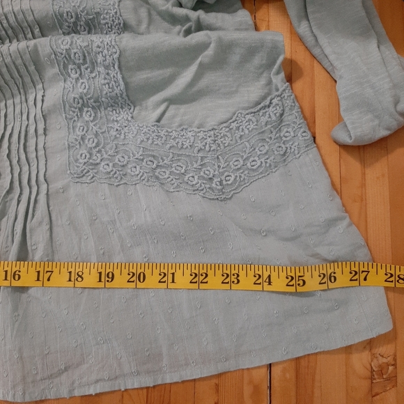 Logo Lavish Shirt Blouse Swiss Dot Green Embroidered Buttoned Women's Size S - Picture 13 of 14